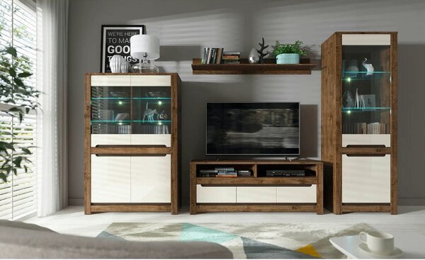 Comoda TV RUSO, nuc/bej, PAL, 149x46x59 cm