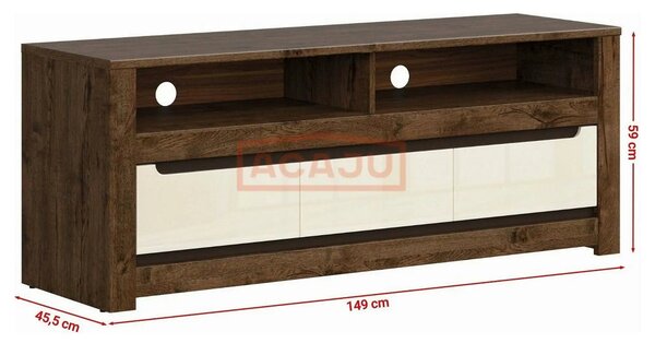 Comoda TV RUSO, nuc/bej, PAL, 149x46x59 cm
