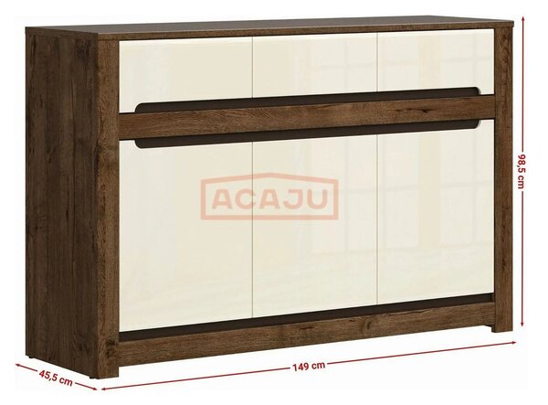 Comoda RUSO KOM3D3S, nuc/bej, PAL, 149x46x99 cm