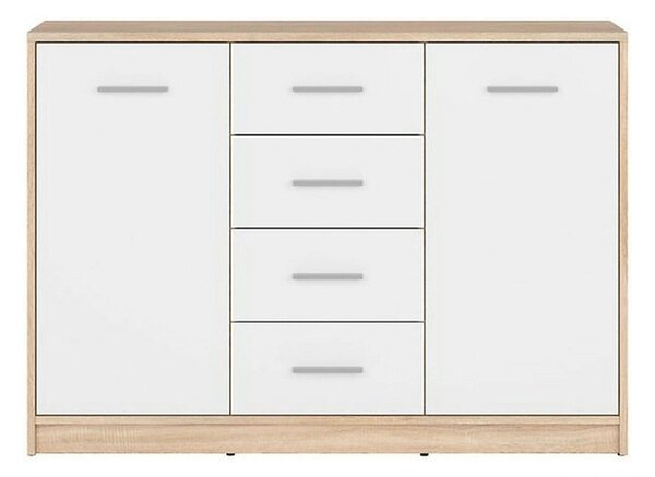 Comoda NEPO PLUS, alb/stejar sonoma, PAL laminat, 119x34x84 cm