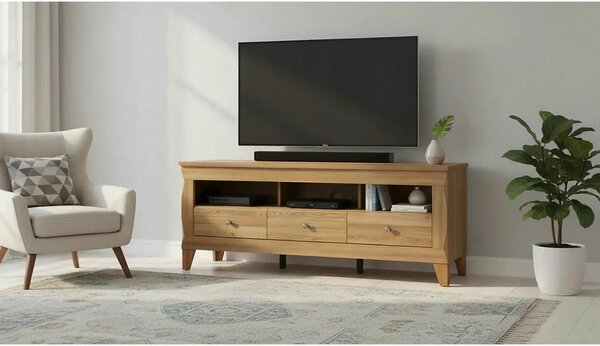Comoda TV BERGEN RTV3S, stejar auriu, PAL, 156x47x64 cm