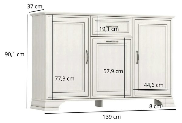 Comoda TIFFANY II, grej, PAL, 139x37x90 cm