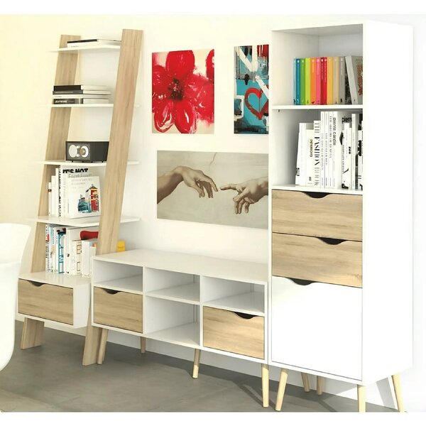 Comoda TV OSLO 75391, stejar sonoma/alb, PAL melaminat, 117x39x57 cm
