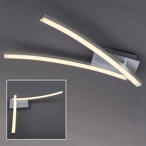 Plafonieră LED 2x 6W, 230V, 3000K, crom mat