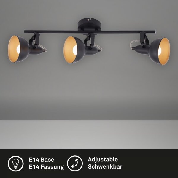 Spot 3x E14, 40W, 230V, negru
