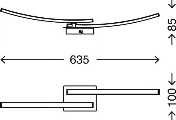 Plafonieră LED 2x 6W, 230V, 3000K, crom mat