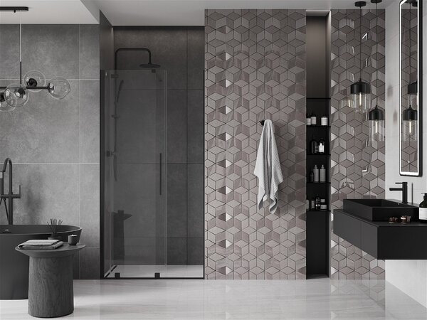 Mexen Velar, usa culisanta pentru deschidere 80x200 cm, sticla transparenta 8mm, profil negru mat, 871-080-000-01-70