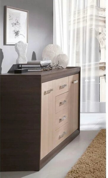 Comoda KORINA, stejar/wenge, DTD laminat, 140x48x100 cm
