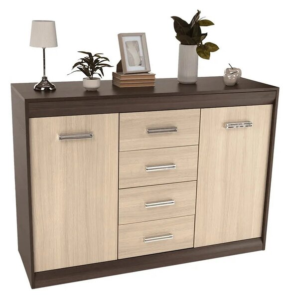Comoda KORINA, stejar/wenge, DTD laminat, 140x48x100 cm