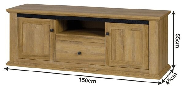 Comoda TV LEON MZ15, stejar grand, DTD laminat, 150x45x55 cm