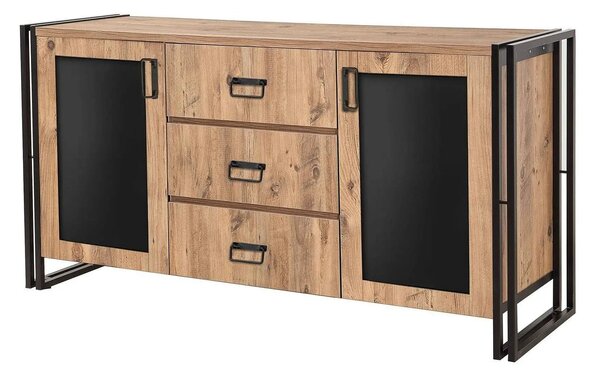 Comoda Arcas Tonya, pin atlantic/negru, PAL melaminat, 160x45x80 cm