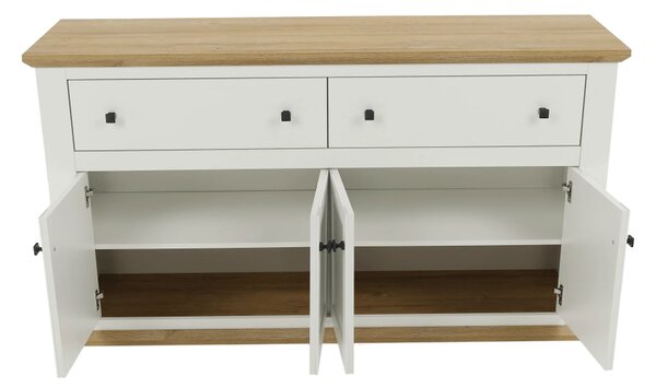 Comoda LEON MZ10, alb/stejar grand, DTD laminat, 160x45x87 cm