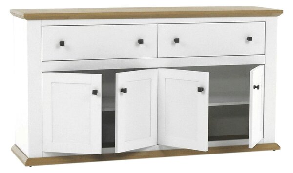 Comoda LEON MZ10, alb/stejar grand, DTD laminat, 160x45x87 cm