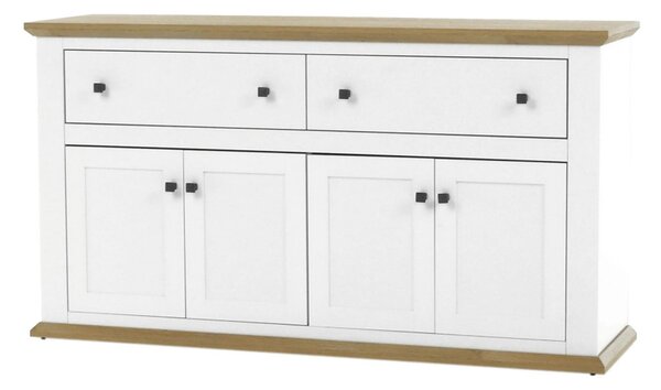 Comoda LEON MZ10, alb/stejar grand, DTD laminat, 160x45x87 cm