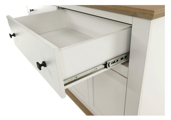 Comoda LEON MZ10, alb/stejar grand, DTD laminat, 160x45x87 cm