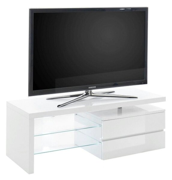 Comoda TV VIOLA, alb lucios, 120x43x42 cm