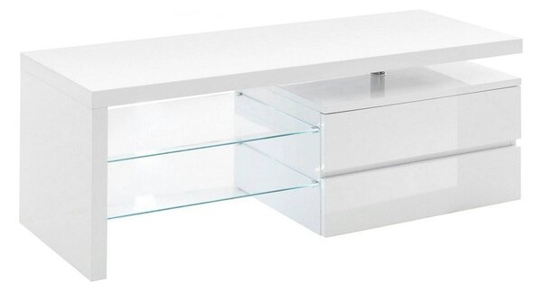 Comoda TV VIOLA, alb lucios, 120x43x42 cm