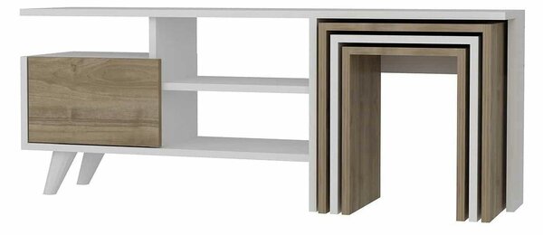Comoda TV Nature, alb/nuc, PAL melaminat, 120x30x49 cm