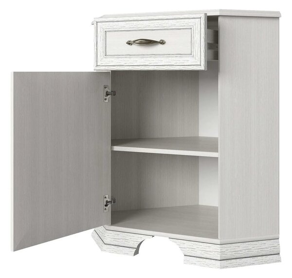 Comoda de colt TIFFANY, alb vintage, PAL, 58x58x90 cm