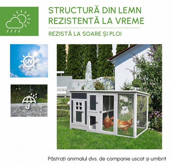PawHut Cotet gaini de exterior, acoperis impermeabil 160x75x80cm | AOSOM RO
