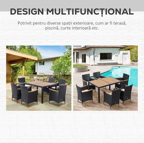 Outsunny Set Masă și Scaune de Grădină din 7 Piese, 13x90x75 cm, Negru | Aosom Romania