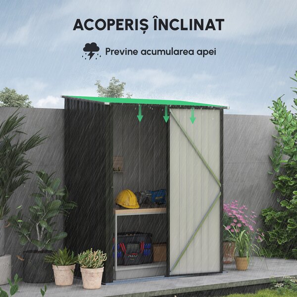 Outsunny Magazie Grădină Mare din Oțel cu Zăvor pentru Grădină, Negru | Aosom Romania
