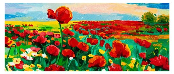 Tablou - Câmp cu maci (120x50 cm)