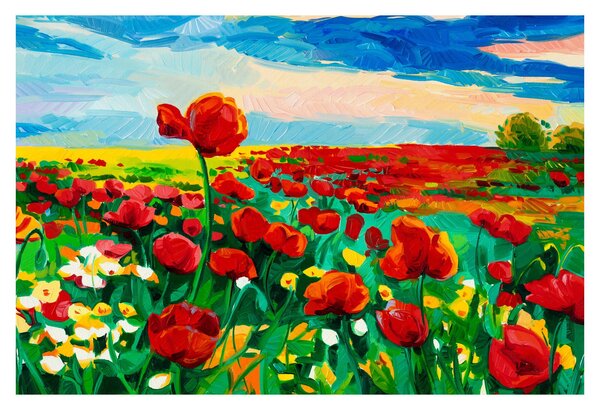 Tablou - Câmp cu maci (90x60 cm)