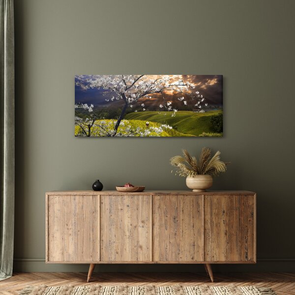 Tablou - Peisaj cu pomul înflorit (120x50 cm)