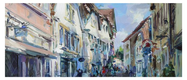 Tablou - Strada orașului vechi, pictură acrilică (120x50 cm)