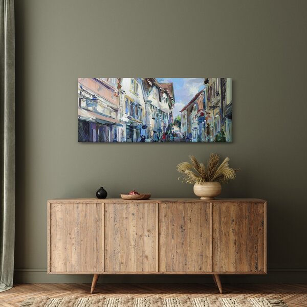 Tablou - Strada orașului vechi, pictură acrilică (120x50 cm)