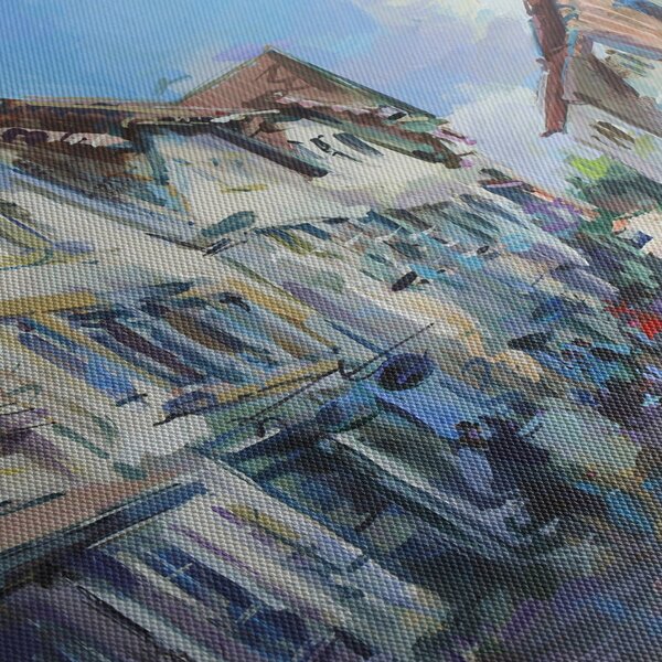 Tablou - Strada orașului vechi, pictură acrilică (90x60 cm)