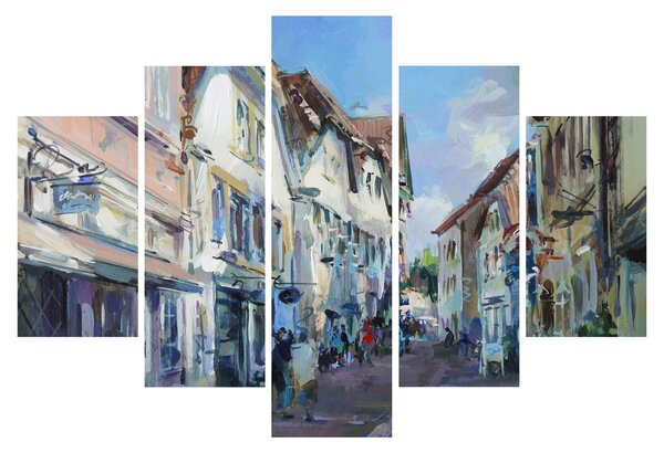 Tablou - Strada orașului vechi, pictură acrilică (150x105 cm)