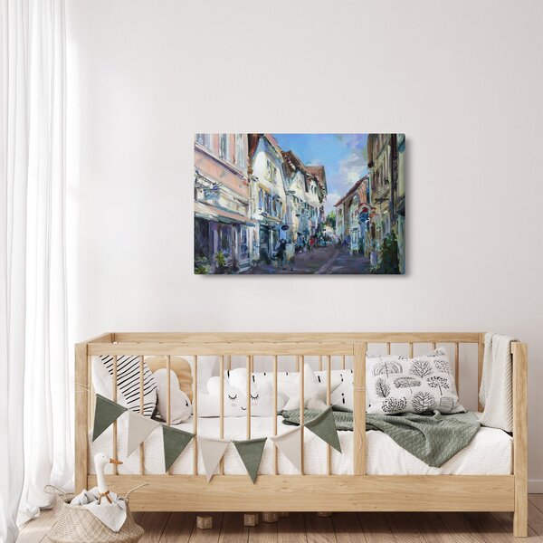 Tablou - Strada orașului vechi, pictură acrilică (90x60 cm)