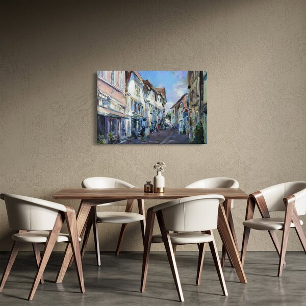 Tablou - Strada orașului vechi, pictură acrilică (90x60 cm)