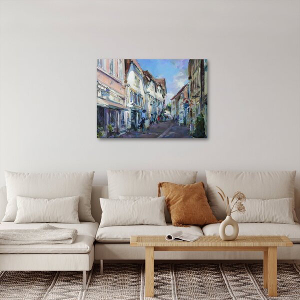 Tablou - Strada orașului vechi, pictură acrilică (70x50 cm)