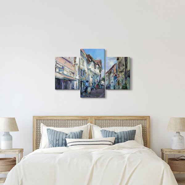 Tablou - Strada orașului vechi, pictură acrilică (90x60 cm)