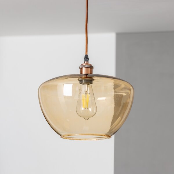 Lampă suspendată pe cablu SEVENTIES E27/60W/230V fumuriu/maro