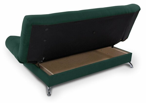 Canapea extensibilă Boston 608, Spațiu de depozitare, Verde, 89x192x89cm, 58 kg, Picioare: Metal