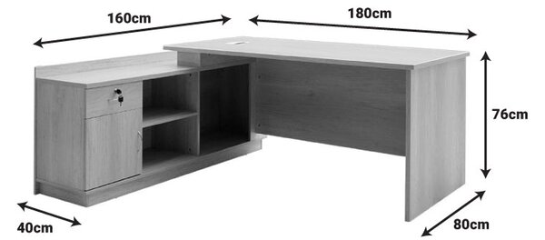 Birou profesional Amazon colt stanga, Sonoma, 180x160x76 cm