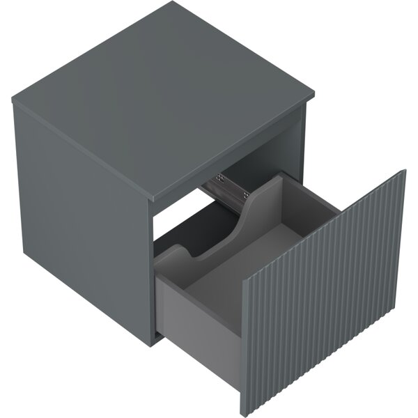 Mexen Rivel, mobilier de baie 50 cm cu blat, 1 sertar, canelat, grafit mat - 91A20-05047-1-BFC66