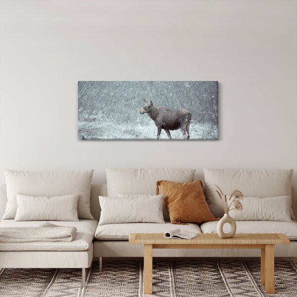 Tablou - Elan într-o pădure înzăpezită (120x50 cm)