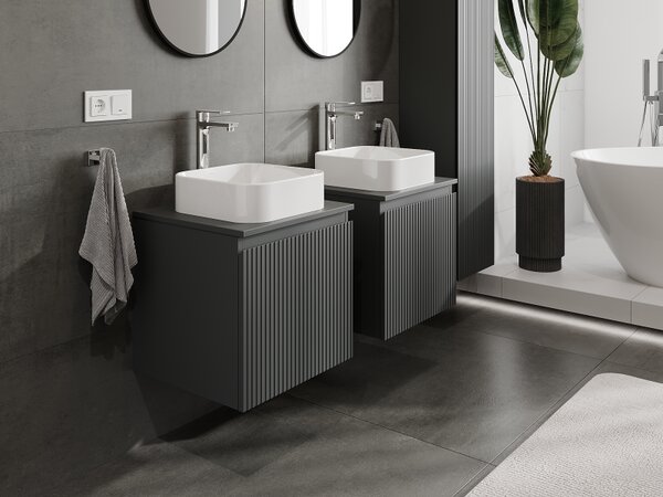 Mexen Rivel, mobilier baie 50 cm, 1 sertar, canelat, grafit mat, 91A20-05047-1-BF66