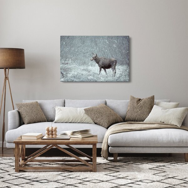 Tablou - Elan într-o pădure înzăpezită (90x60 cm)