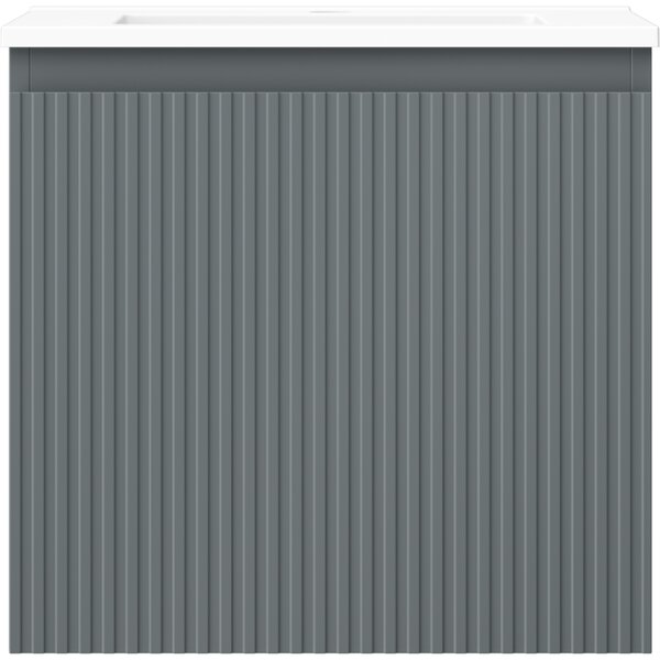Mexen Rivel, mobilier baie 50 cm cu lavoar Otis, 1 sertar, canelat, grafit mat/alb mat, 91A20-05047-1-BF66-W18M01