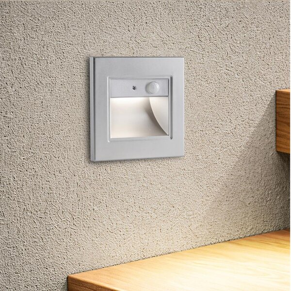 Brilagi - Lampă LED pentru scări STEP LIGHT cu senzor, 1,5 W, 230 V, IP44, argintiu