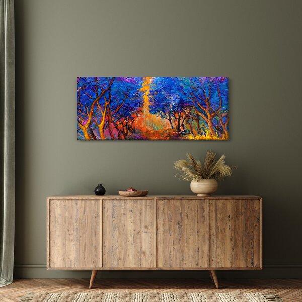 Tablou - Coroane de copac de toamnă, impresionism modern (120x50 cm)