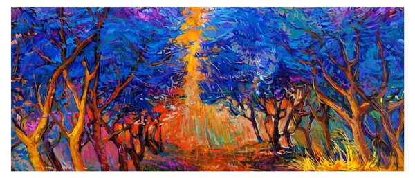 Tablou - Coroane de copac de toamnă, impresionism modern (120x50 cm)