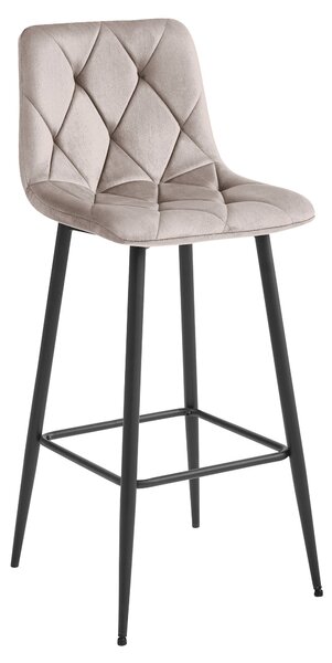 Scaun de bar NADO VELVET bej inchis cu picioare negre