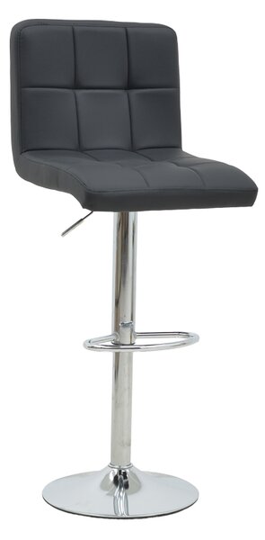 Scaun Bar Rammir Piele Ecologica Negru,Baza Cromata